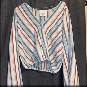Striped V-Neck Blouse